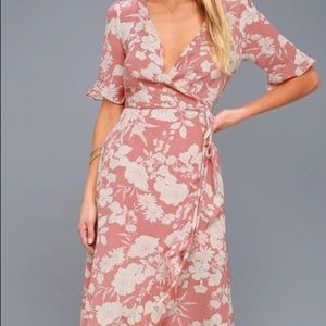 Lulus Pink Floral High-Low Wrap Dress - NWT - Sm